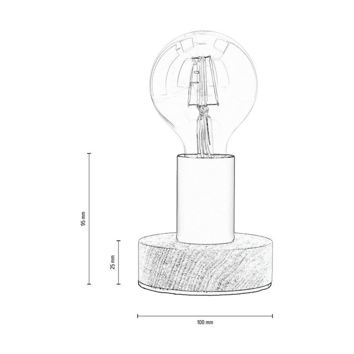 Lampada da Tavolo Bidassoa, Marrone, Legno, 10x10x9,5 cm, EPIKASA