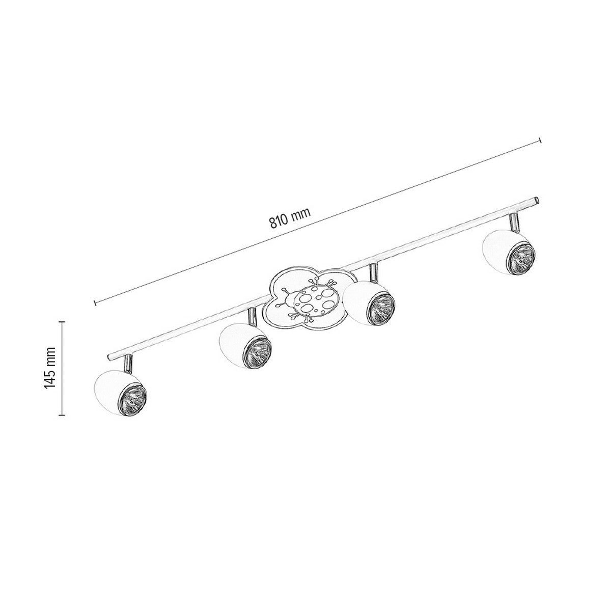 Lampada a Soffitto per Bambini Baby, Bianco, Metallo, 81x14,5x14,5 cm, Epikasa