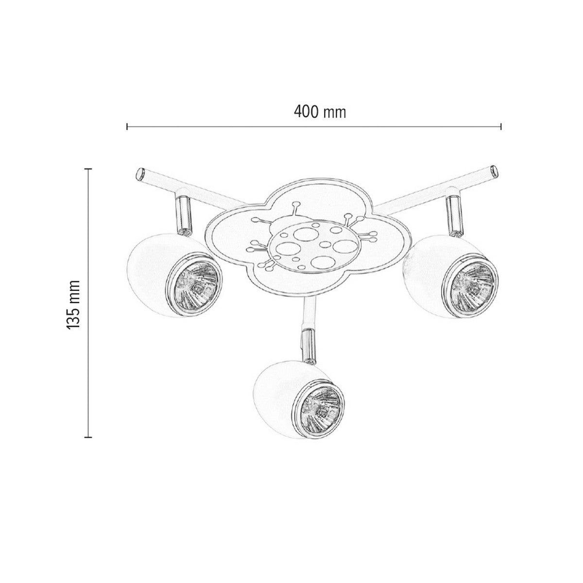Lampada a Soffitto per Bambini Baby, Bianco, Metallo, 40x40x13,5 cm, Epikasa