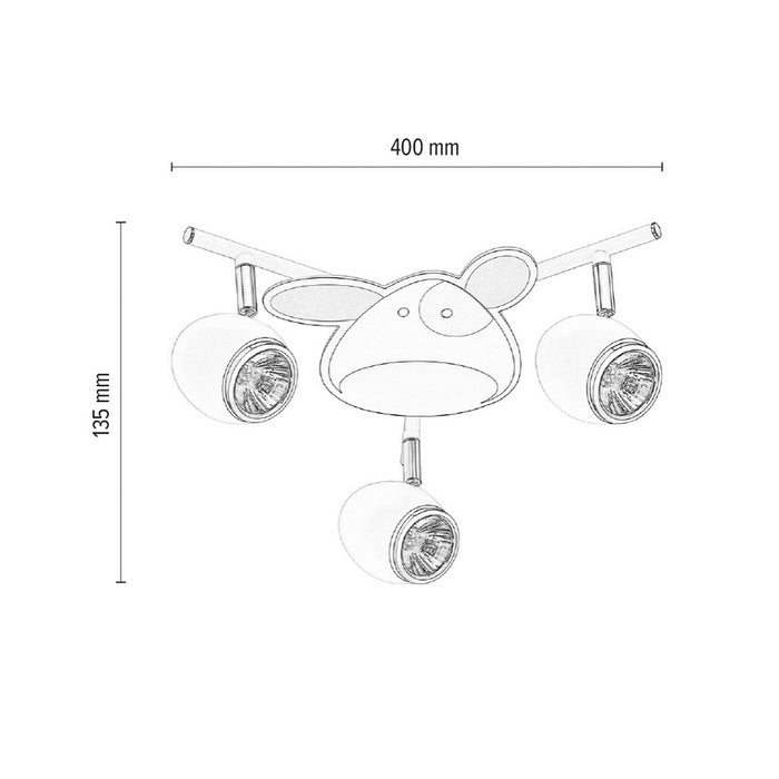 Lampada a Soffitto per Bambini Baby, Bianco, Metallo, 40x40x13,5 cm, Epikasa