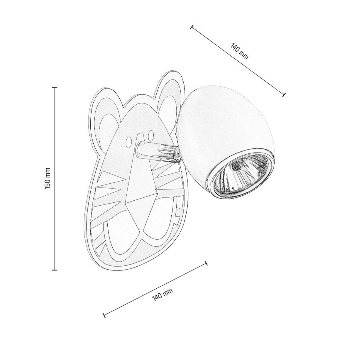 Lampada a Parete per Bambini Baby, Bianco, Metallo, 14x14x15 cm, Epikasa
