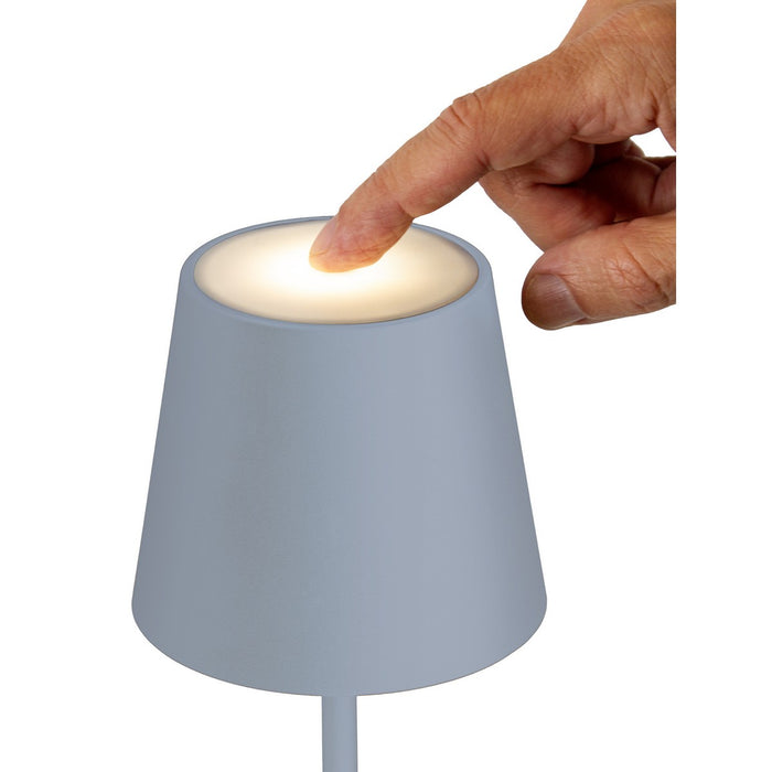 Lampada da Tavolo Ricaricabile Agata, Blu, Metallo, 12x12x37 cm, Majestic