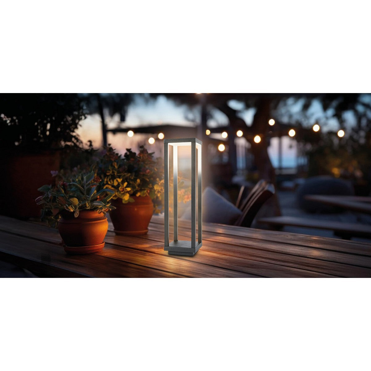 Lampada da Tavolo Ricaricabile Lea, Bianco, Metallo, 14x14x47 cm, Majestic