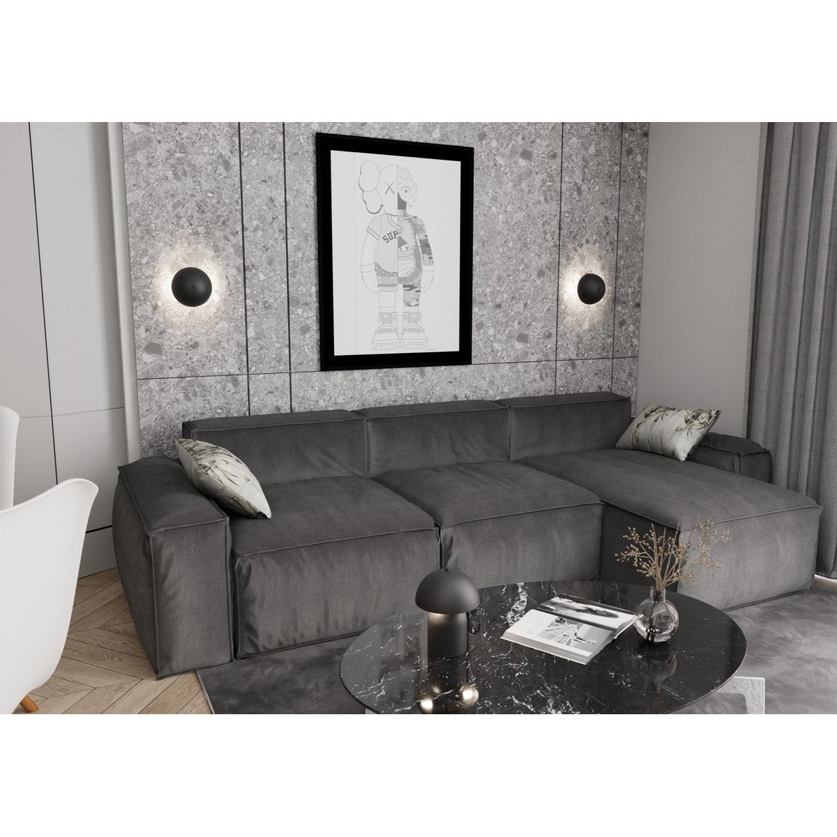 Lampada a Parete Mush, Nero, Metallo, 18x15x15 cm, Seven Design