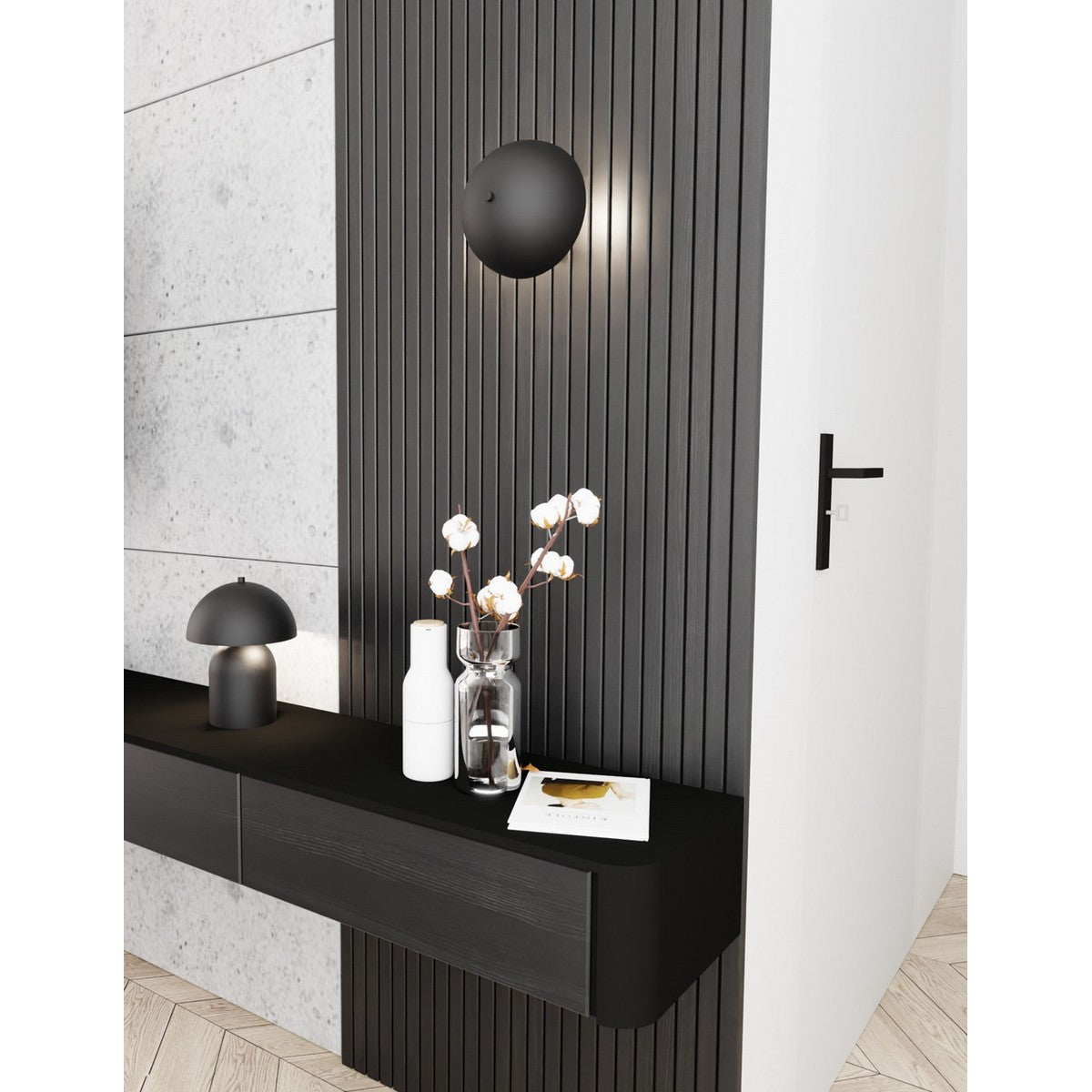 Lampada a Parete Mush, Nero, Metallo, 18x15x15 cm, Seven Design