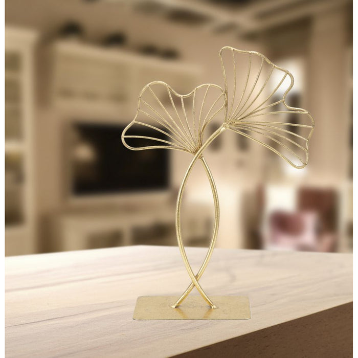 Scultura Foglia 63, Oro, Metallo, 25x8,5x35 cm, Seven Design
