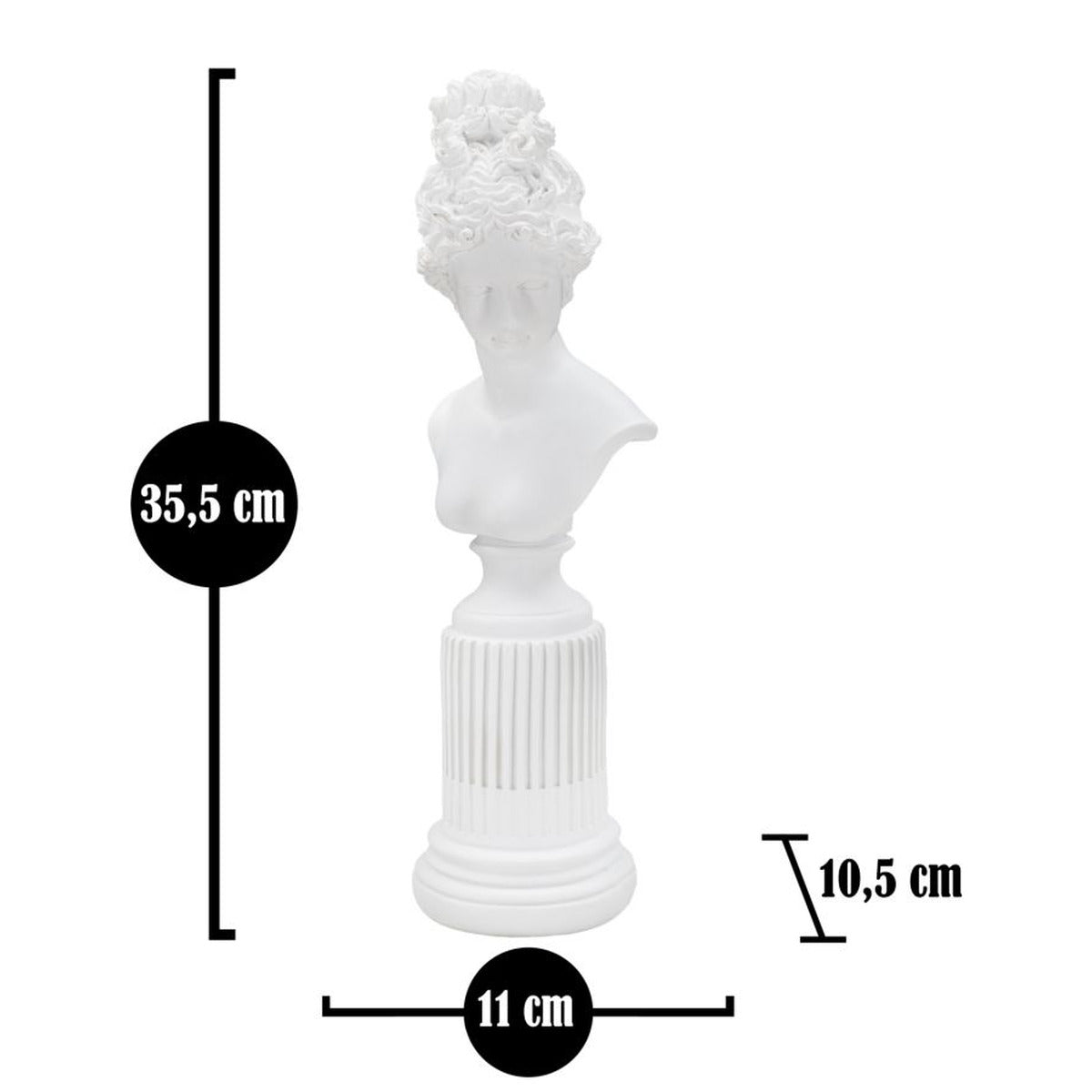 Scultura Grecia 7, Bianco, Poliresina, 11x10x35,5 cm, Seven Design