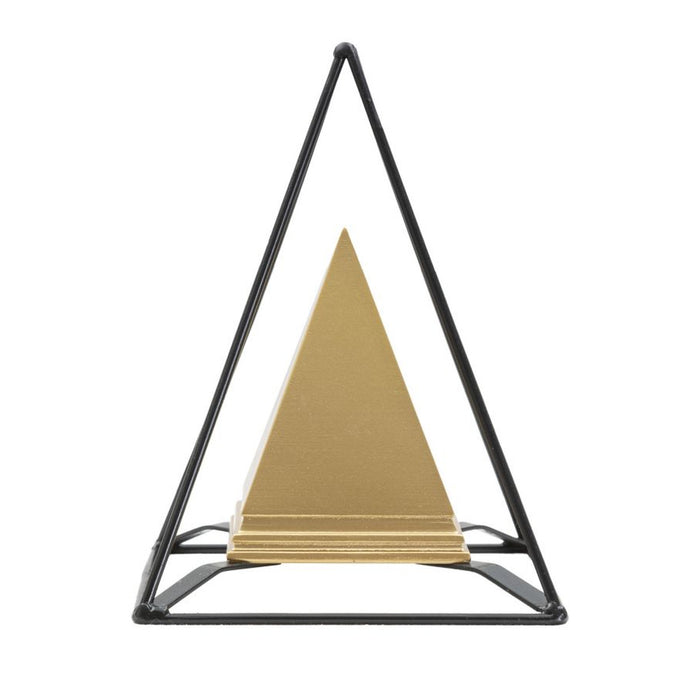 Scultura Piramide 1, Oro, Poliresina, 15x15x19,5 cm, Seven Design