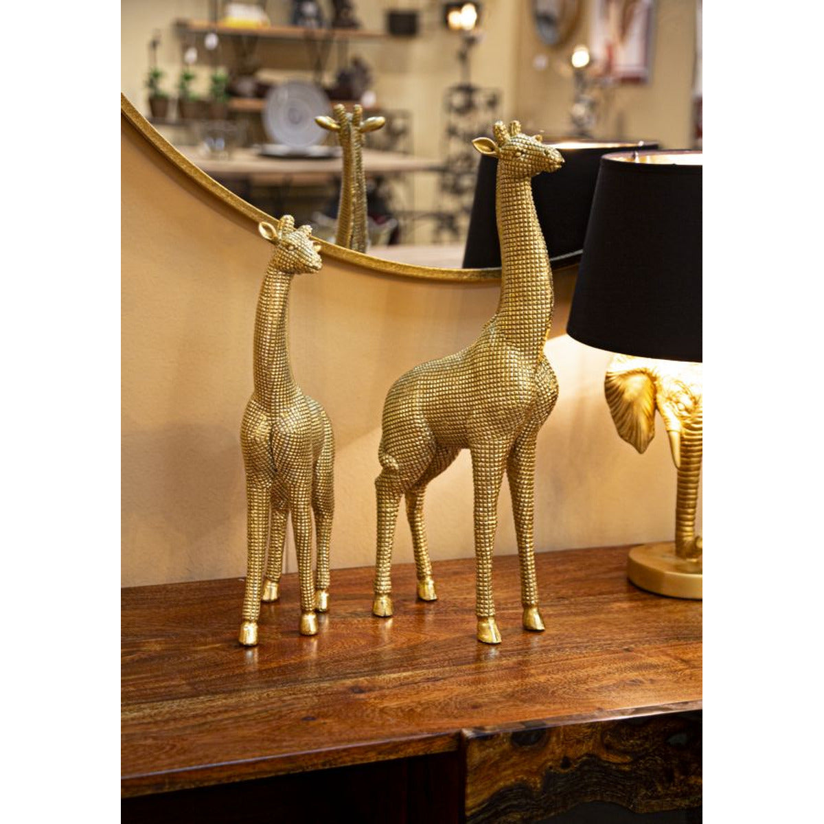 Scultura Giraffa 1, Oro, Poliresina, 19,8x8x40 cm, Seven Design