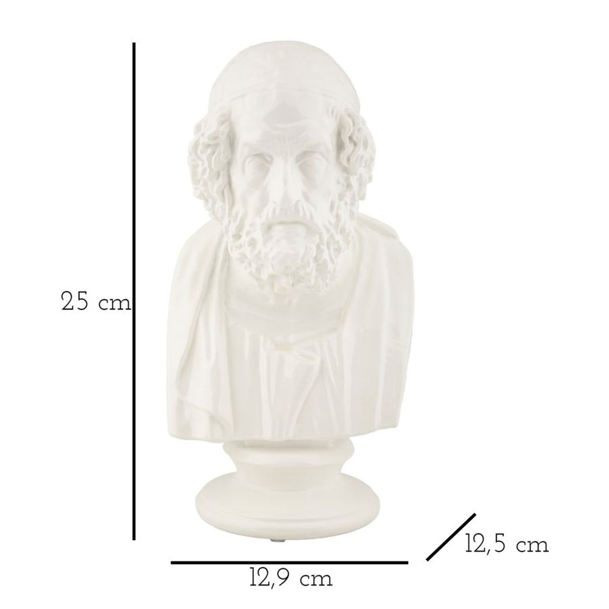 Scultura Grecia 5, Bianco, Poliresina, 12,9x12,5x25 cm, Seven Design