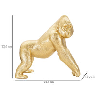 Scultura Gorilla 3, Oro, Poliresina, 24,3x13,9x22,8 cm, Seven Design