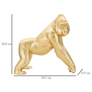 Scultura Gorilla 3, Oro, Poliresina, 24,3x13,9x22,8 cm, Seven Design
