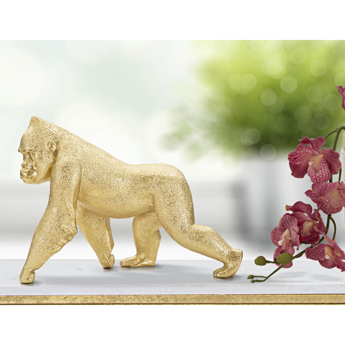 Scultura Gorilla 4, Oro, Poliresina, 29,7x11,5x21,8 cm, Seven Design