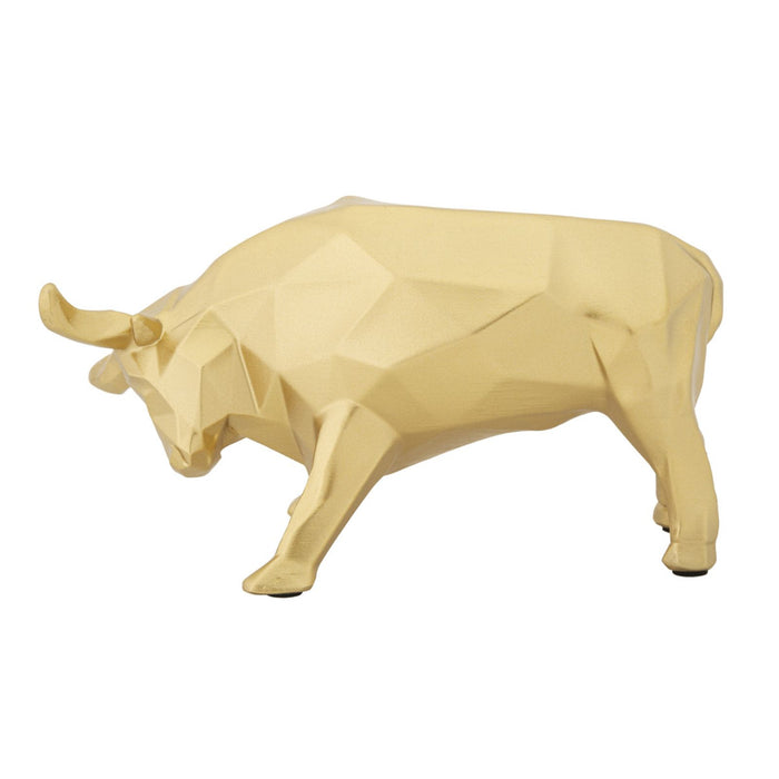 Scultura Toro, Oro, Poliresina, 19,5x9,9x10,6 cm, Seven Design