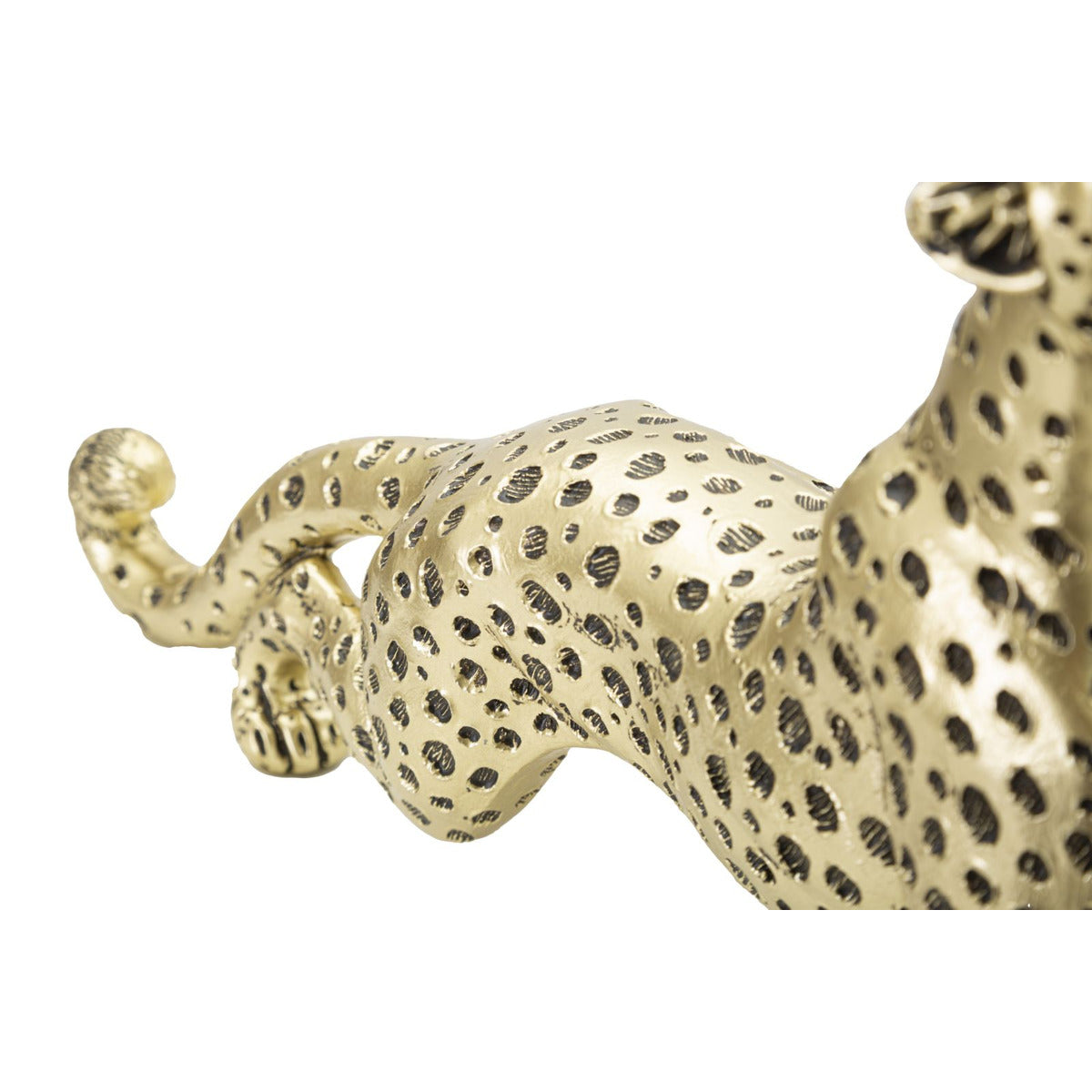 Scultura Leopardo, Oro, Poliresina, 33x7,7x19,5 cm, Seven Design