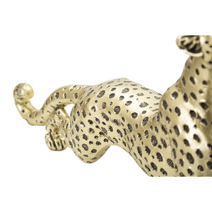 Scultura Leopardo, Oro, Poliresina, 33x7,7x19,5 cm, Seven Design