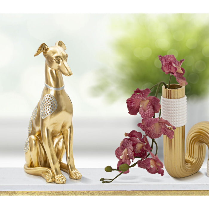 Scultura Cane 6, Oro, Poliresina, 19,8x10x29 cm, Seven Design