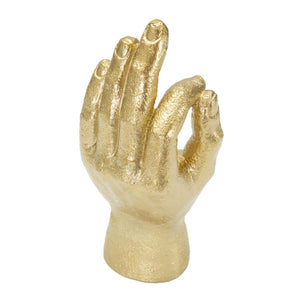 Scultura Mani 5, Oro, Poliresina, 10x7x22,5 cm, Seven Design