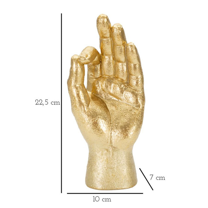 Scultura Mani 5, Oro, Poliresina, 10x7x22,5 cm, Seven Design