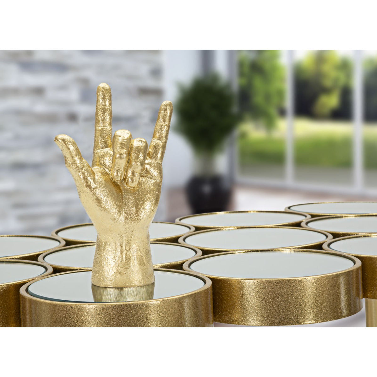 Scultura Mani 4, Oro, Poliresina, 14,5x7x23 cm, Seven Design