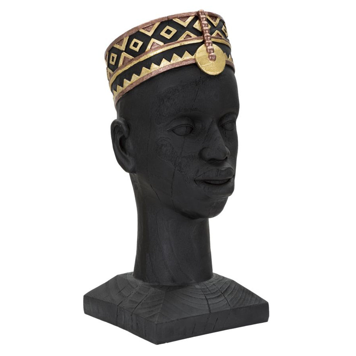 Scultura Africa 5, Nero, Poliresina, 25x25x56 cm, Seven Design
