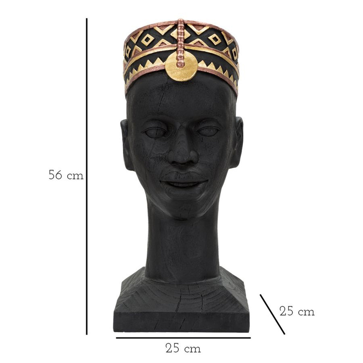 Scultura Africa 5, Nero, Poliresina, 25x25x56 cm, Seven Design