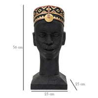 Scultura Africa 5, Nero, Poliresina, 25x25x56 cm, Seven Design