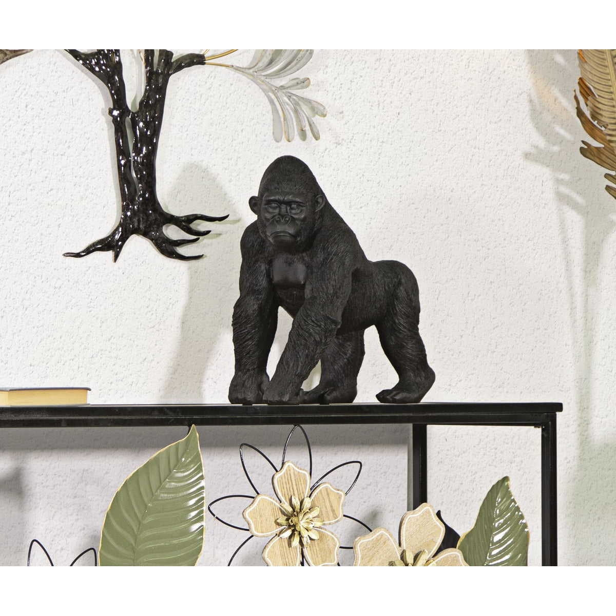 Scultura Gorilla 2, Nero, Poliresina, 35x21,5x37,5 cm, Seven Design