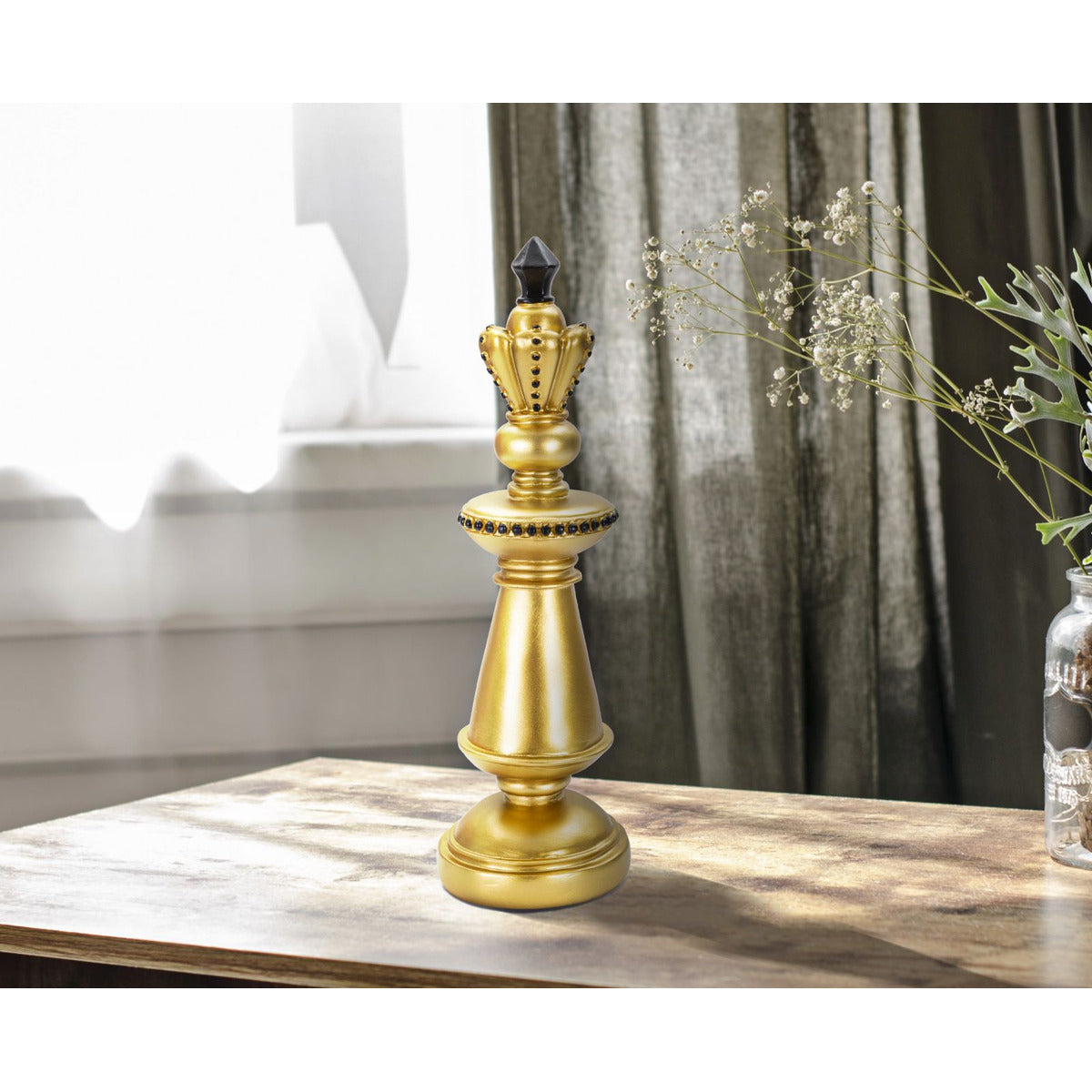 Scultura Scacchi 11, Oro, Poliresina, 11x11x32,5 cm, Seven Design