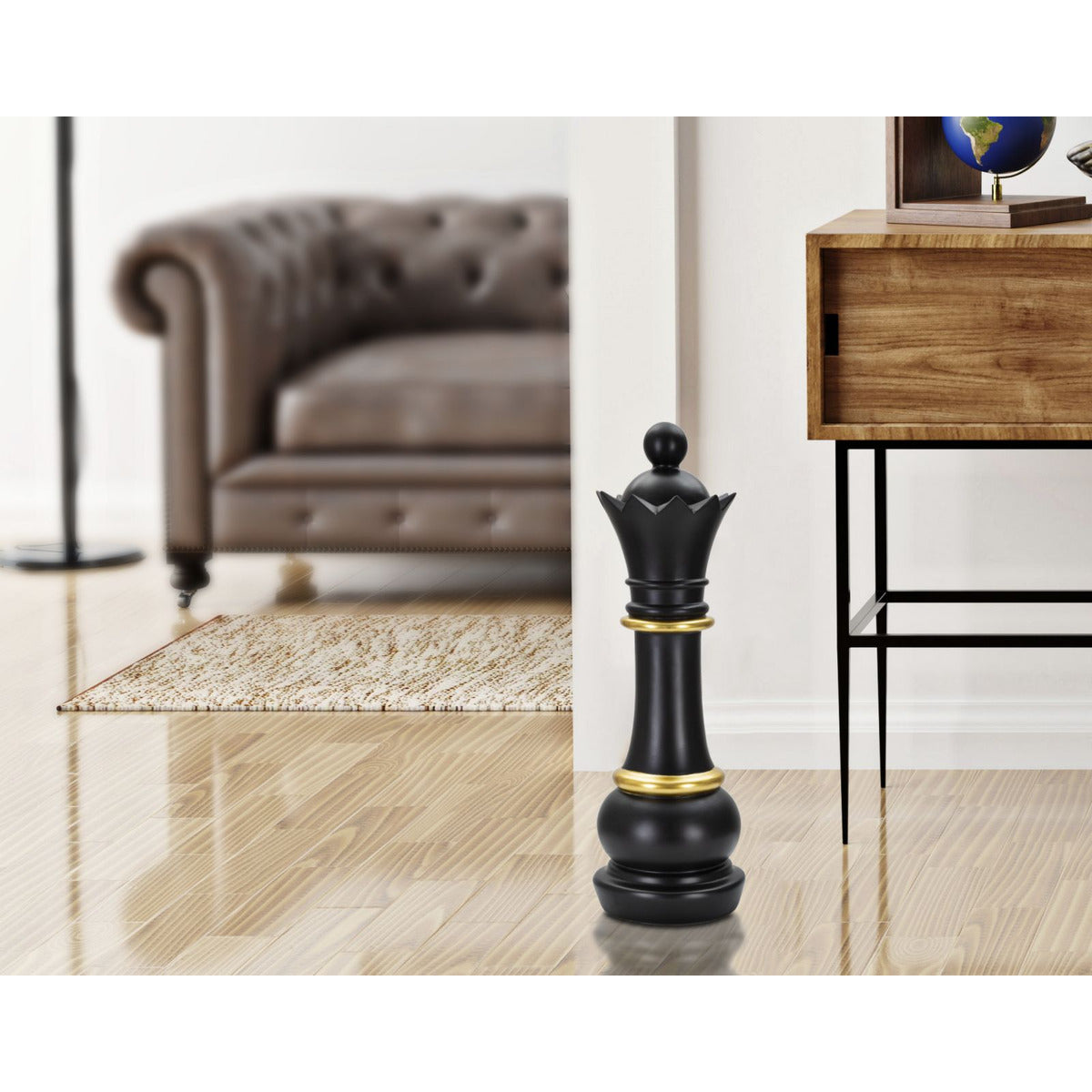 Scultura Scacchi 3, Nero, Poliresina, 15x15x50 cm, Seven Design