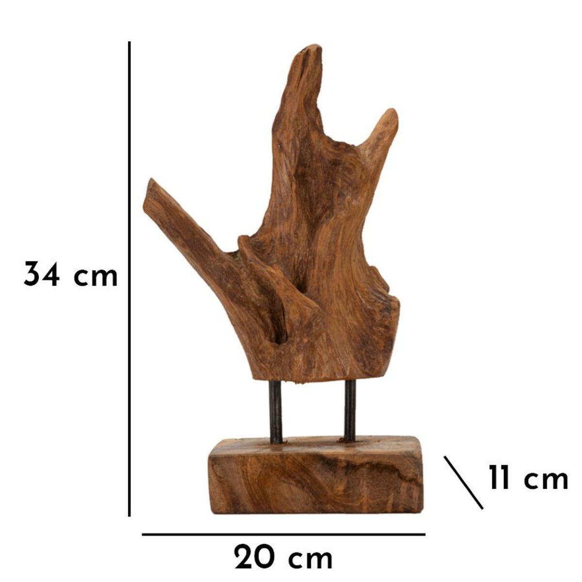 Scultura Radice 4, Marrone, Legno, 20x11x34 cm, Seven Design