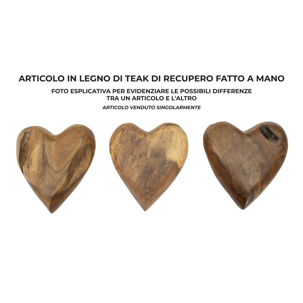 Scultura Cuore 11, Marrone, Legno, 16x14x4,5 cm, Seven Design