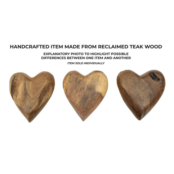 Scultura Cuore 11, Marrone, Legno, 16x14x4,5 cm, Seven Design