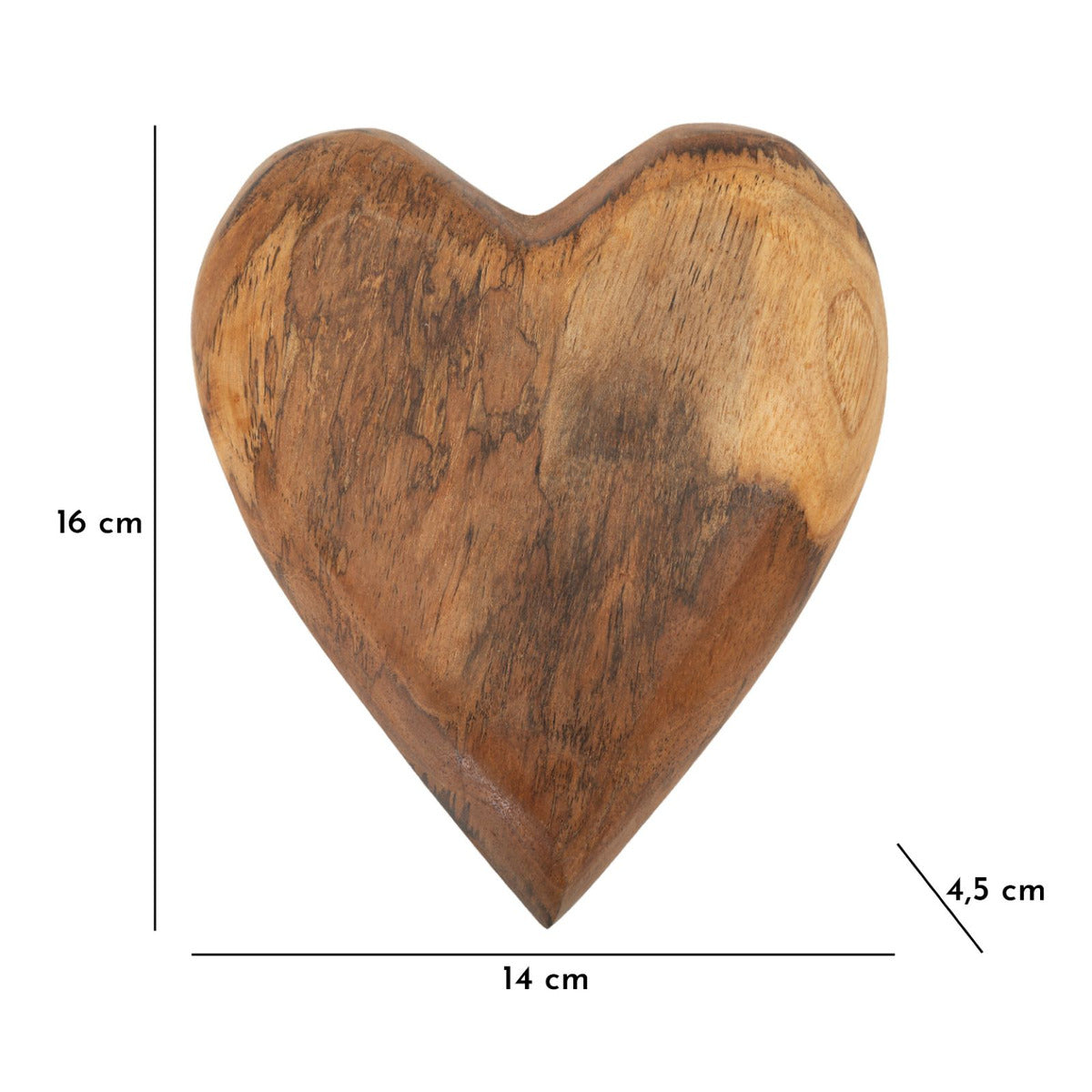 Scultura Cuore 11, Marrone, Legno, 16x14x4,5 cm, Seven Design