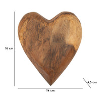 Scultura Cuore 11, Marrone, Legno, 16x14x4,5 cm, Seven Design