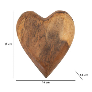 Scultura Cuore 11, Marrone, Legno, 16x14x4,5 cm, Seven Design
