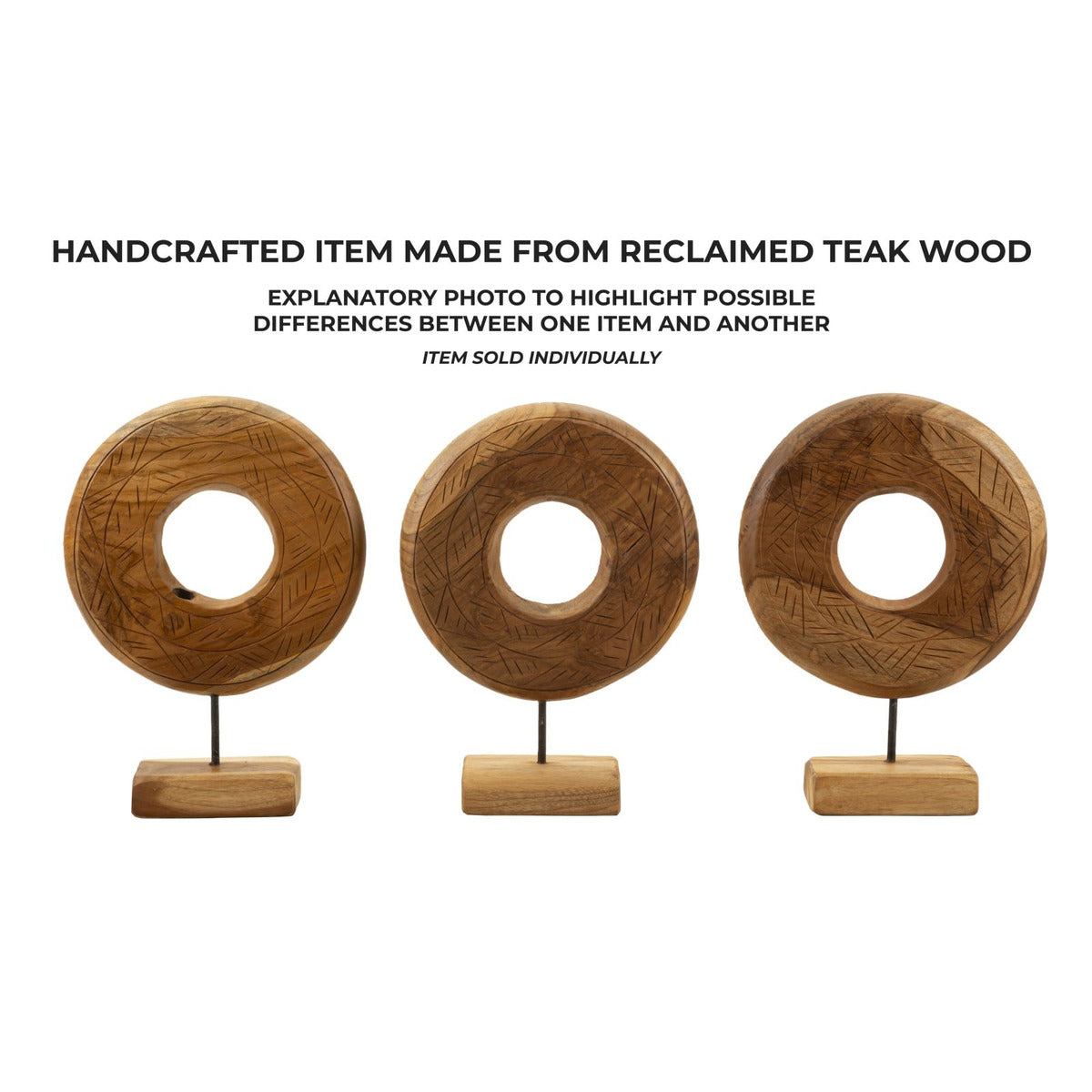 Scultura Cerchi 37, Marrone, Legno, 28x10x38 cm, Seven Design