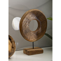 Scultura Cerchi 37, Marrone, Legno, 28x10x38 cm, Seven Design