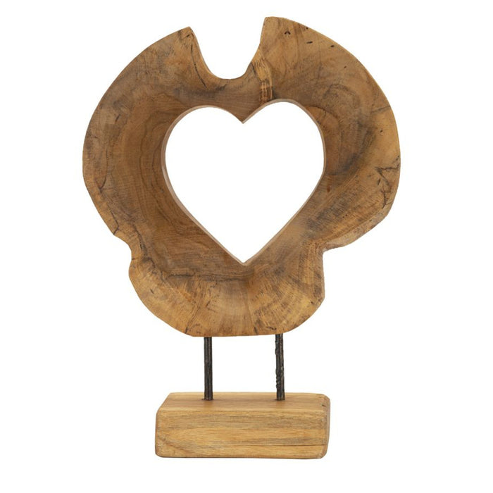 Scultura Cuore 7, Marrone, Legno, 28x10x38 cm, Seven Design