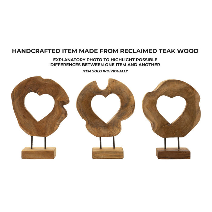 Scultura Cuore 7, Marrone, Legno, 28x10x38 cm, Seven Design