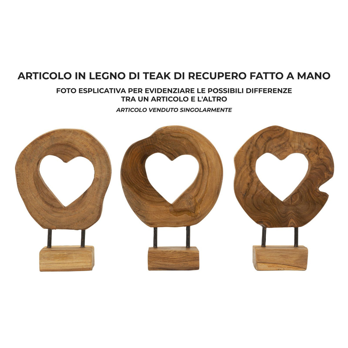 Scultura Cuore 8, Marrone, Legno, 20x10x28 cm, Seven Design