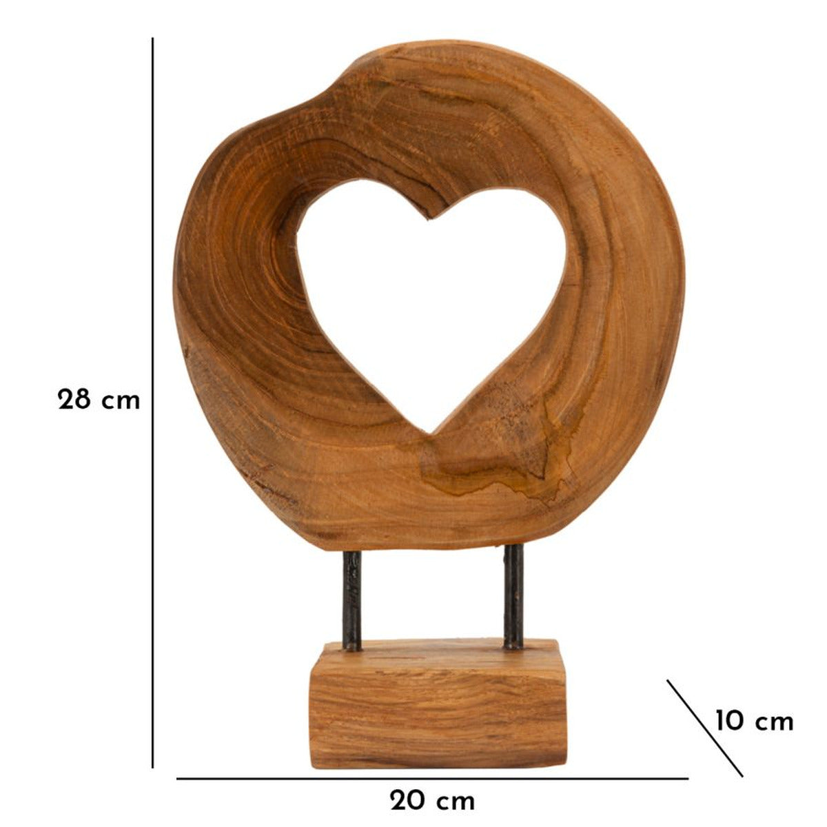 Scultura Cuore 8, Marrone, Legno, 20x10x28 cm, Seven Design