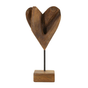 Scultura Cuore 9, Marrone, Legno, 15x10x35 cm, Seven Design