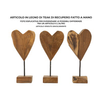 Scultura Cuore 9, Marrone, Legno, 15x10x35 cm, Seven Design