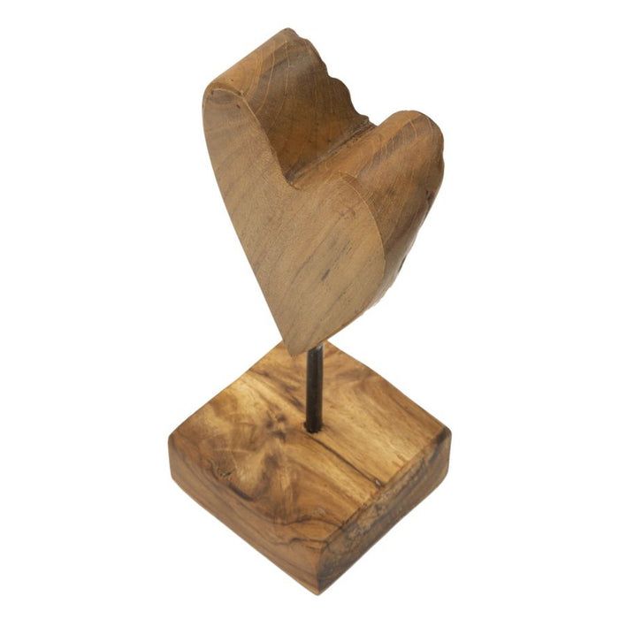 Scultura Cuore 10, Marrone, Legno, 10x10x25 cm, Seven Design