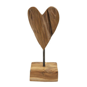 Scultura Cuore 10, Marrone, Legno, 10x10x25 cm, Seven Design