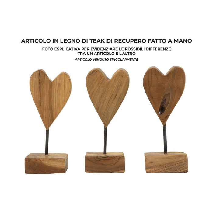 Scultura Cuore 10, Marrone, Legno, 10x10x25 cm, Seven Design