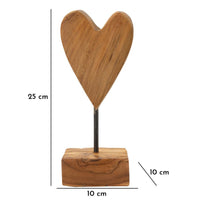 Scultura Cuore 10, Marrone, Legno, 10x10x25 cm, Seven Design