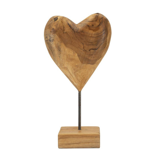 Scultura Cuore 6, Marrone, Legno, 20x12x37 cm, Seven Design