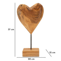 Scultura Cuore 6, Marrone, Legno, 20x12x37 cm, Seven Design